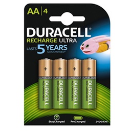 [70166] Blister 4 pile ricaricabili B4 - Stilo 2500mAh Duracell Duralock precaricata