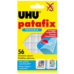 [80329] BLISTER 56 SUPPORTI TRASPARENTI GOMMA ADESIVA UHU PATAFIX INVISIBLE