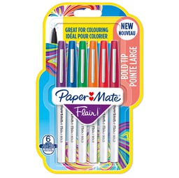 [95238] Blister 6 pennarelli Flair Nylon colori assortiti Bold Papermate