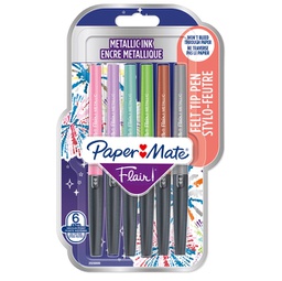 [95239] Blister 6 pennarelli Flair Nylon colori assortiti Metallic Papermate