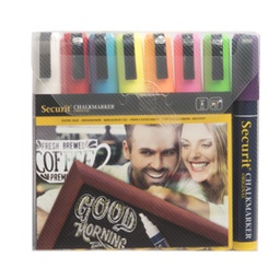 [80244] Blister 8 marcatore a gesso liquido punta media col. assortiti SECURIT