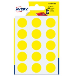 [83403] Blister 90 etichetta adesiva tonda PSA giallo D19mm Avery