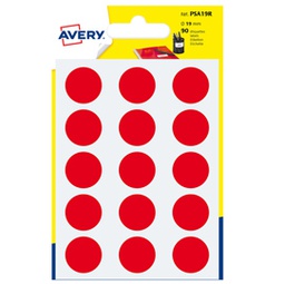 [83400] Blister 90 etichetta adesiva tonda PSA rosso D19mm Avery