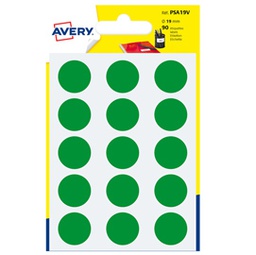 [83406] Blister 90 etichetta adesiva tonda PSA verde D19mm Avery