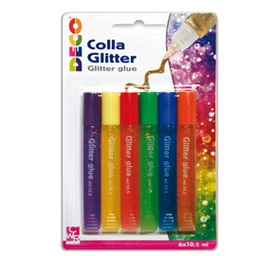 [82423] Blister colla glitter 6 penne 10,5ml colori pastello assortiti DECO