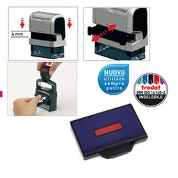 [83436] Blister da 3 tamponi 6/56-2 rosso-blu Trodat