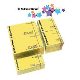 [STL2529] BLOCCHETTO BIGLIETTI ADESIVI GIALLO 75X125mm 100fg 70gr Starline