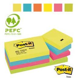 [64208] BLOCCO 100foglietti Post-it® 38x51mm 653-TFEN ENERGY 72GR ASSORTITO