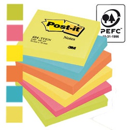 [64209] BLOCCO 100foglietti Post-itÂ® 76x76mm 654-TFEN ENERGY 72GR ASSORTITO