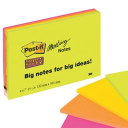 [53557] BLOCCO 45foglietti Post-it  Super Sticky 101x152mm MEETING NOTE NEON 6445-SSP