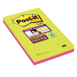 [53556] BLOCCO 45foglietti Post-it  Super Sticky 127x203mm righe ULTRACOLOR 5845-4SSUC