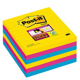 [77354] BLOCCO 90FOGLIETTI POST-IT  SUPER STICKY 101X101MM RIGHE 675-SS6-RIO COL. RIO