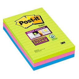 [77356] BLOCCO 90foglietti Post-it  Super Sticky RIGHE 101x152mm 660-3SSUC COLORI ULTRA