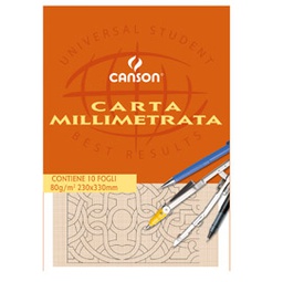 [63706] BLOCCO CARTA OPACA MILLIMETRATA 230x330mm 10FG 80GR CANSON