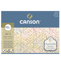 [85633] Blocco collato 4 lati AQUARELLE 23x31 cm 20 fg. 300 gr. grana fine Canson