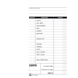 [52904] BLOCCO CONTO RISTORANTE C/DETTAGLIO VOCI 100FG USO MANO 22X10 E5343N