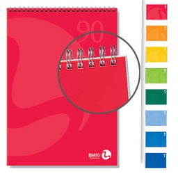 [71152] BLOCCO NOTES SPIRALATO lato corto 210x297mm 90gr 50fg 5mm COLOR BM