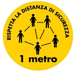 [90507] Bollo adesivo da terra D50cm ''RISPETTA LA DISTANZA DI SICUREZZA''