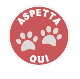 [90811] Bollo fondo rosso D435 mm ''Aspetta qui'' per bambini