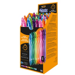 [89198] Box 30 penne sfera scatto 10 colori assortiti Gelocity quick dry BICÂ®