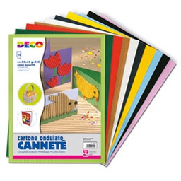 [67652] BUSTA 10FG CARTONCINO ONDULATO 25X35CM CANNETE' colori assortiti DECO