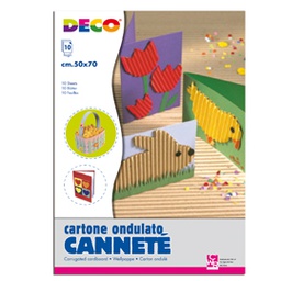 [62235] BUSTA 10FG CARTONCINO ONDULATO 50X70CM CANNETE' colori assortiti DECO