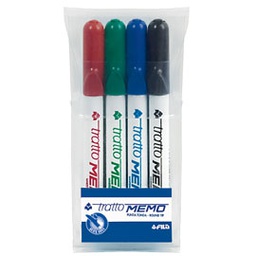 [44801] BUSTA 4 PENNARELLI A SECCO TRATTO MEMO PuntaTonda PER LAVAGNA