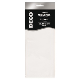 [89114] Busta 5 fogli carta velina 20gr 50x76cm bianco DECO