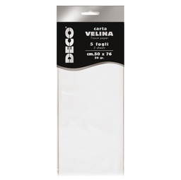 [89124] Busta 5 fogli carta velina 20gr 50x76cm bianco perlescente DECO