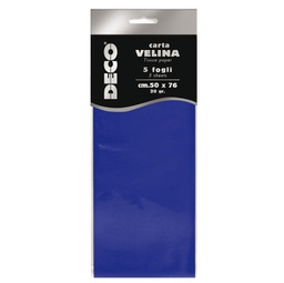 [89121] Busta 5 fogli carta velina 20gr 50x76cm blu DECO