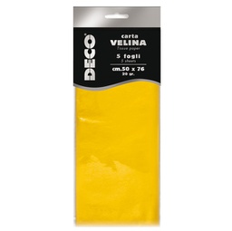 [89116] Busta 5 fogli carta velina 20gr 50x76cm giallo DECO