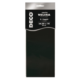 [89123] Busta 5 fogli carta velina 20gr 50x76cm nero DECO