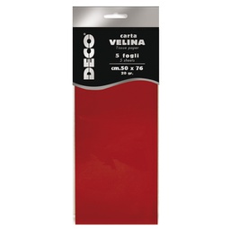 [89117] Busta 5 fogli carta velina 20gr 50x76cm rosso DECO