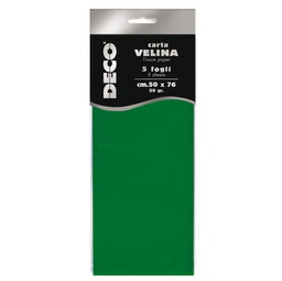 [89122] Busta 5 fogli carta velina 20gr 50x76cm verde chiaro DECO
