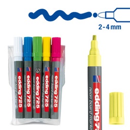 [56939] BUSTA 5 MARCATORI FLUO PER LAVAGNE BIANCHE EDDING 725