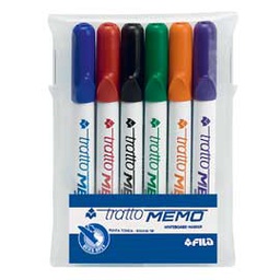 [52928] Busta 6 pennarelli Tratto Memo punta tonda a secco per lavagna colori assortiti