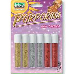 [46580] BUSTA 6 TUBI PORPORINA GLITTER ASSORTITO 2GR LEBEZ