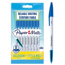 [88898] Busta 8 penne a sfera con cappuccio PaperMate 045 punta 1,0mm blu