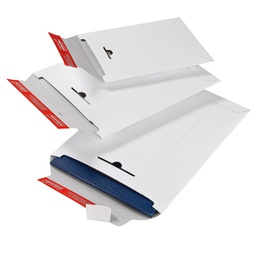 [93679] Busta a sacco in cartone bianco 210x265x30mm con chiusura autoadesiva