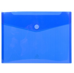 [82465] Busta a tasca con velcro in pp blu trasparente f.to 24x32cm per A4 Exacompta