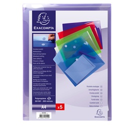 [82466] Busta a tasca con velcro in pp colorato f.to 24x32cm per A4 Exacompta