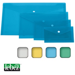 [68143] BUSTA CON BOTTONE 15,5x11,5cm -ORIZZ. COLORI ASSORTITI LEBEZ