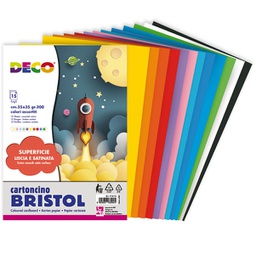 [93940] Busta di carta Bristol 15 fg colori 25x35cm colori assortiti DECO