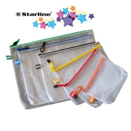 [STL7310] Busta in PVC a rete A5-20x25cm con cerniera gialla