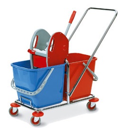 [74115] CARRELLO DUO DOPPIA VASCA 25+25LT con PRESSA In Factory