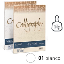[61553] Carta CALLIGRAPHY CANVAS 100gr A4 50fg bianco 01 FAVINI