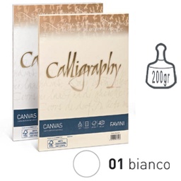 [61555] Carta CALLIGRAPHY CANVAS 200gr A4 50fg bianco 01 FAVINI