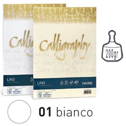[57470] Carta CALLIGRAPHY LINO 200gr A4 50fg bianco 01 FAVINI