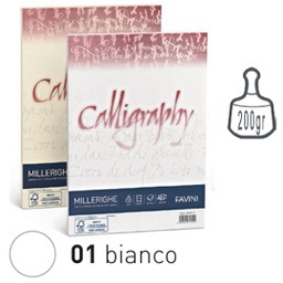 [61547] Carta CALLIGRAPHY MILLERIGHE 200gr A4 50fg bianco 01 FAVINI