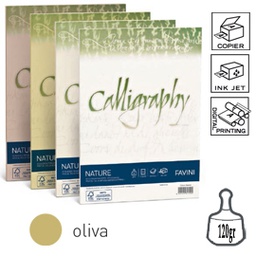 [79783] Carta Calligraphy Nature CRUSH A4 50fg 120gr oliva FAVINI